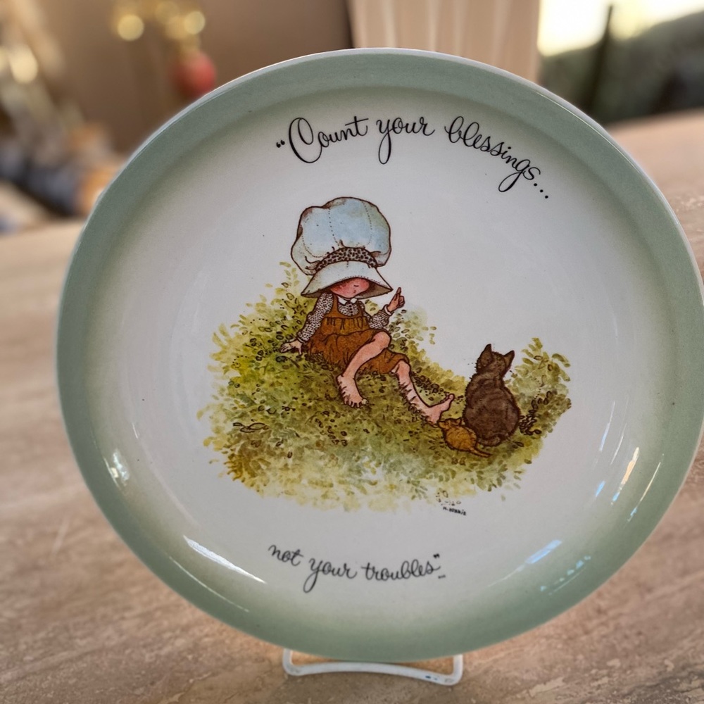 Vintage 1970”s American Greetings Plate Girl, Cat and Mouse